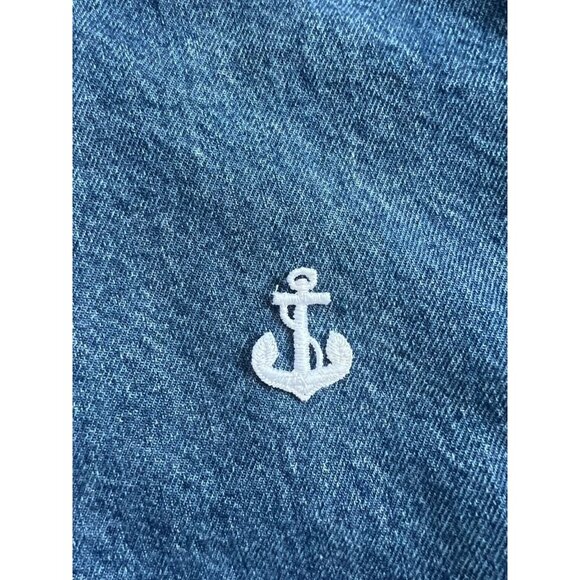 Vintage 1970s White Anchor Embroidered Patch Nautical Maritime Sew On Badge - Picture 1 of 3